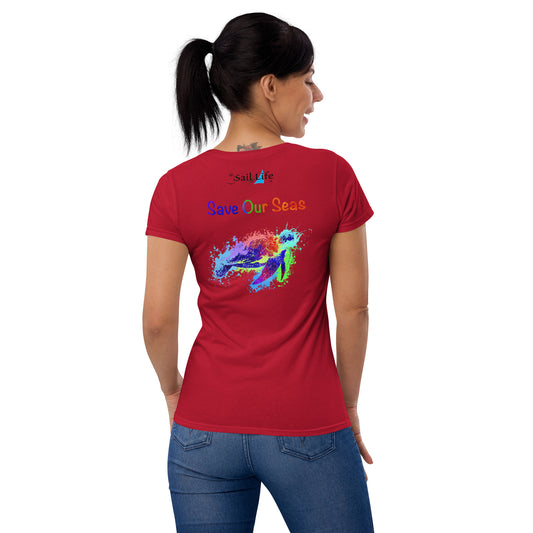 Save Our Seas-Sea Turtle-WC | Women's Fashion Fitted Tee