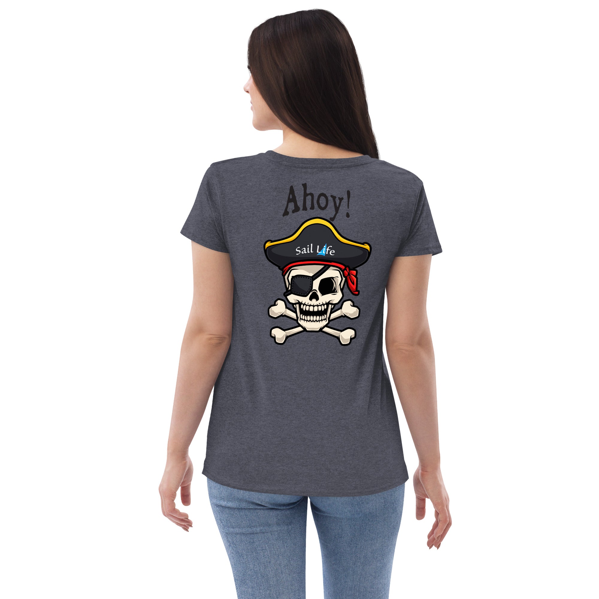 Womens Yo, ho, ho and a bottle of rum. Pirate design V-Neck  T-Shirt : Clothing, Shoes & Jewelry